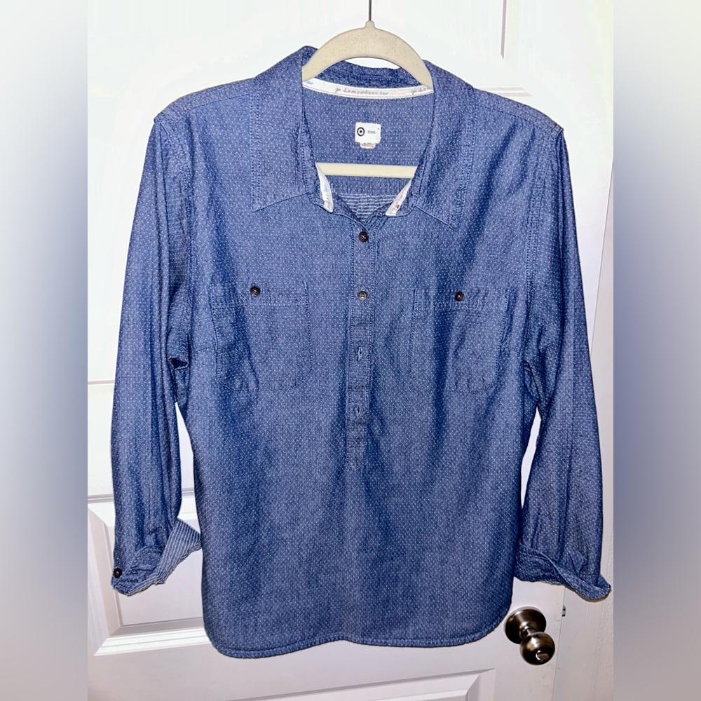 Women’s Toms Blue & White Polka Dot Shirt Size XL